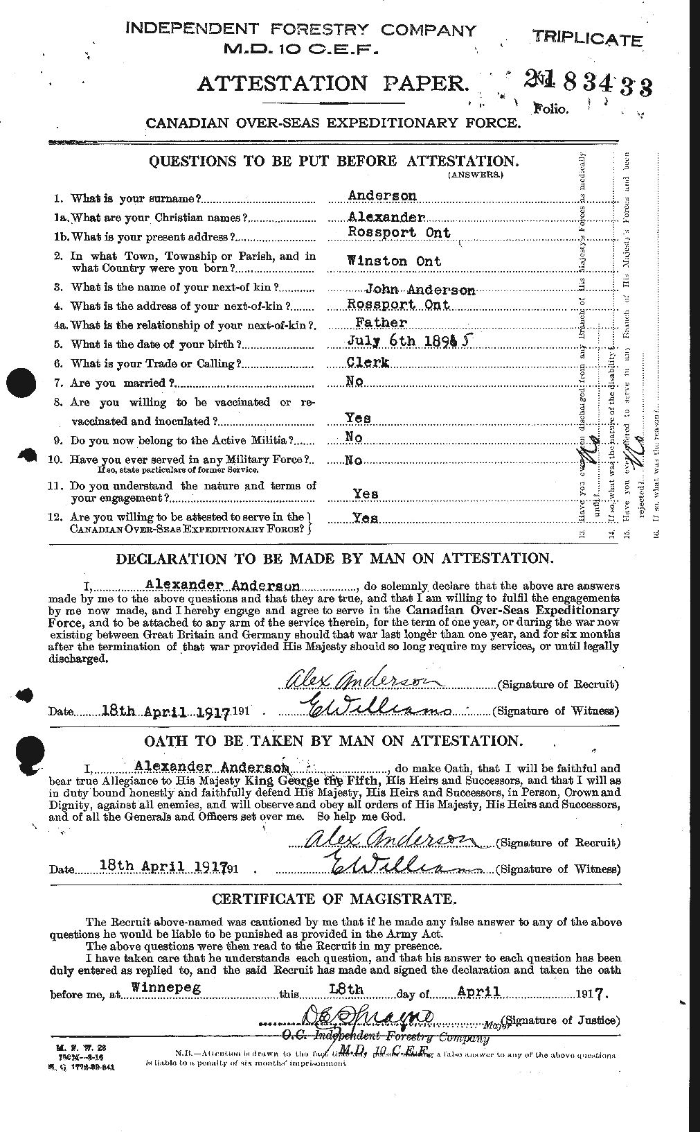 Personnel Records of the First World War - CEF 209505a