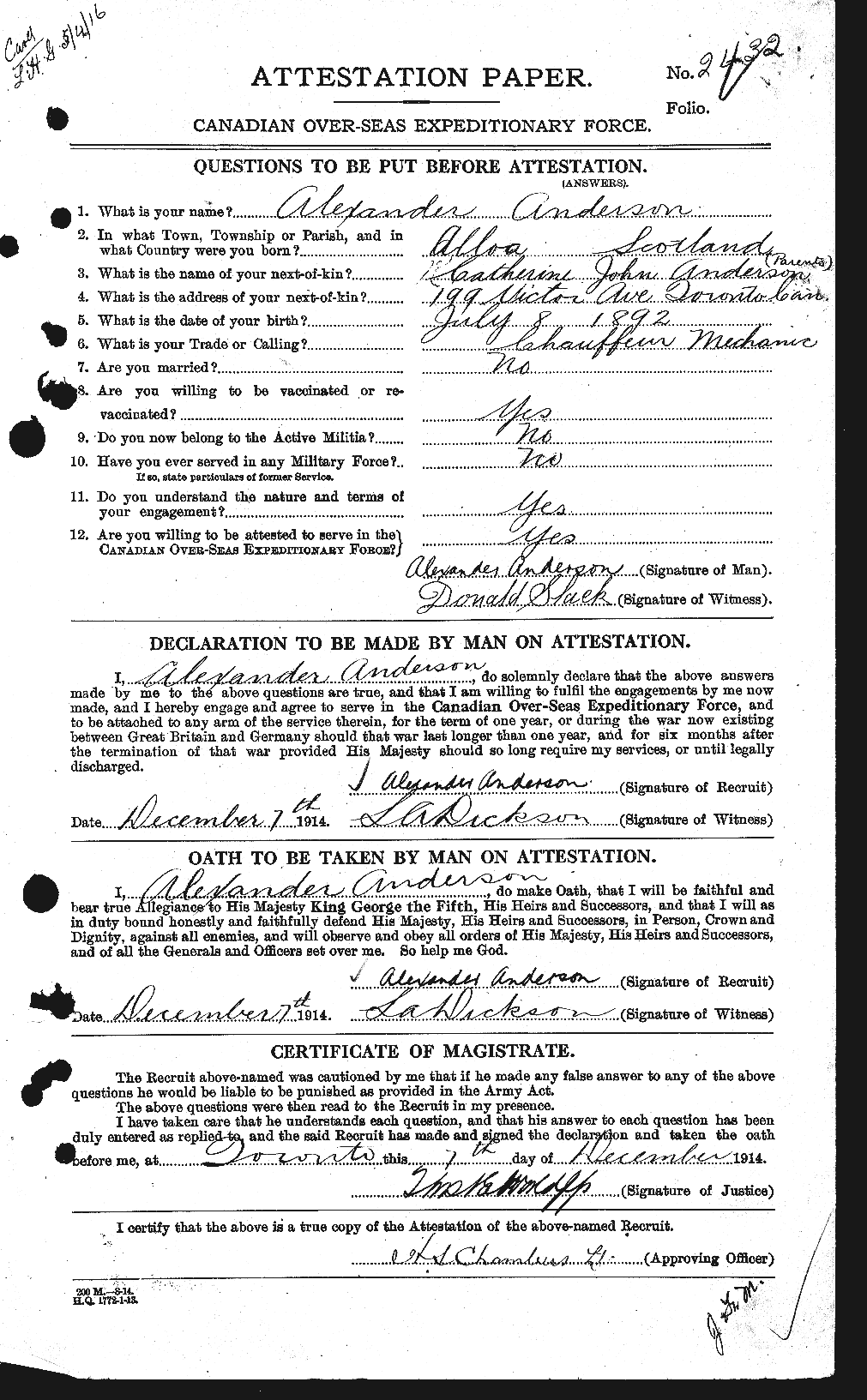 Personnel Records of the First World War - CEF 209507a