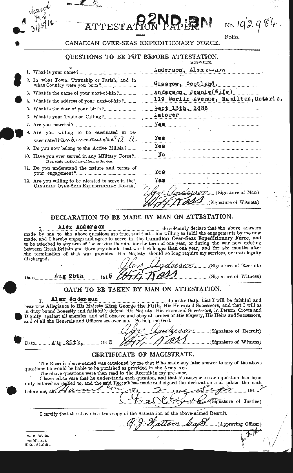 Personnel Records of the First World War - CEF 209520a