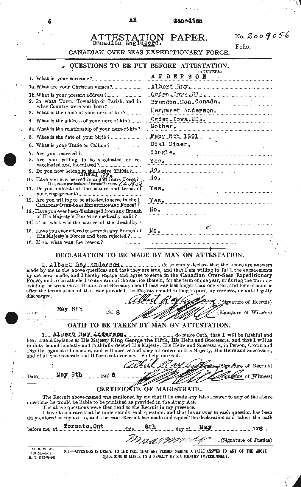 Personnel Records of the First World War - CEF 209537a