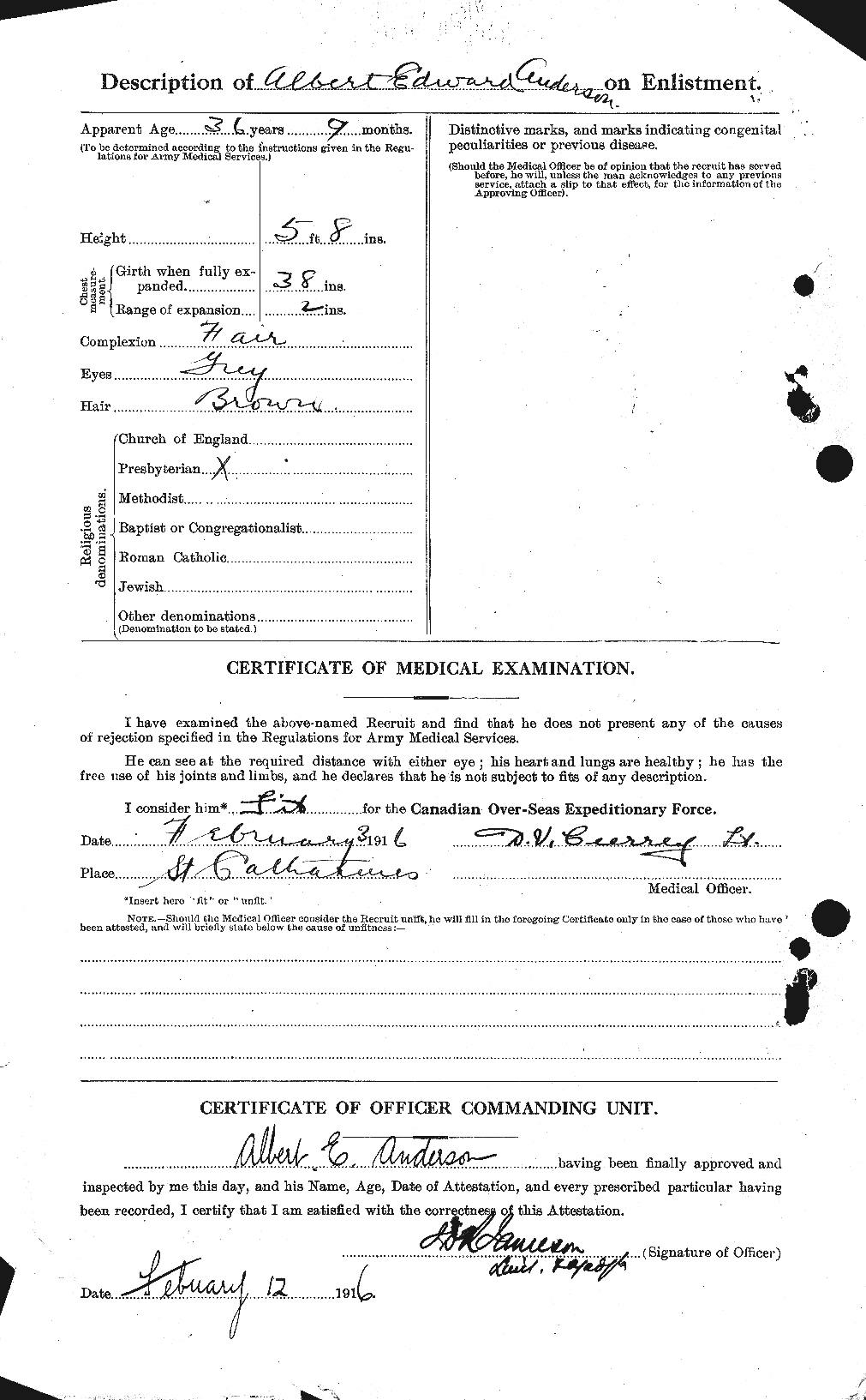 Dossiers du Personnel de la Première Guerre mondiale - CEC 209546b
