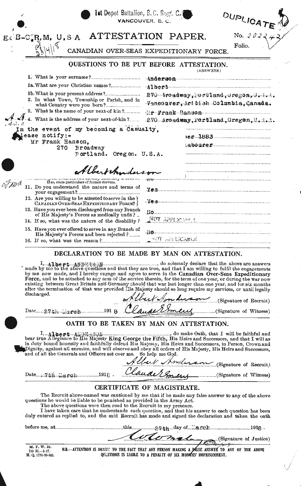 Personnel Records of the First World War - CEF 209552a