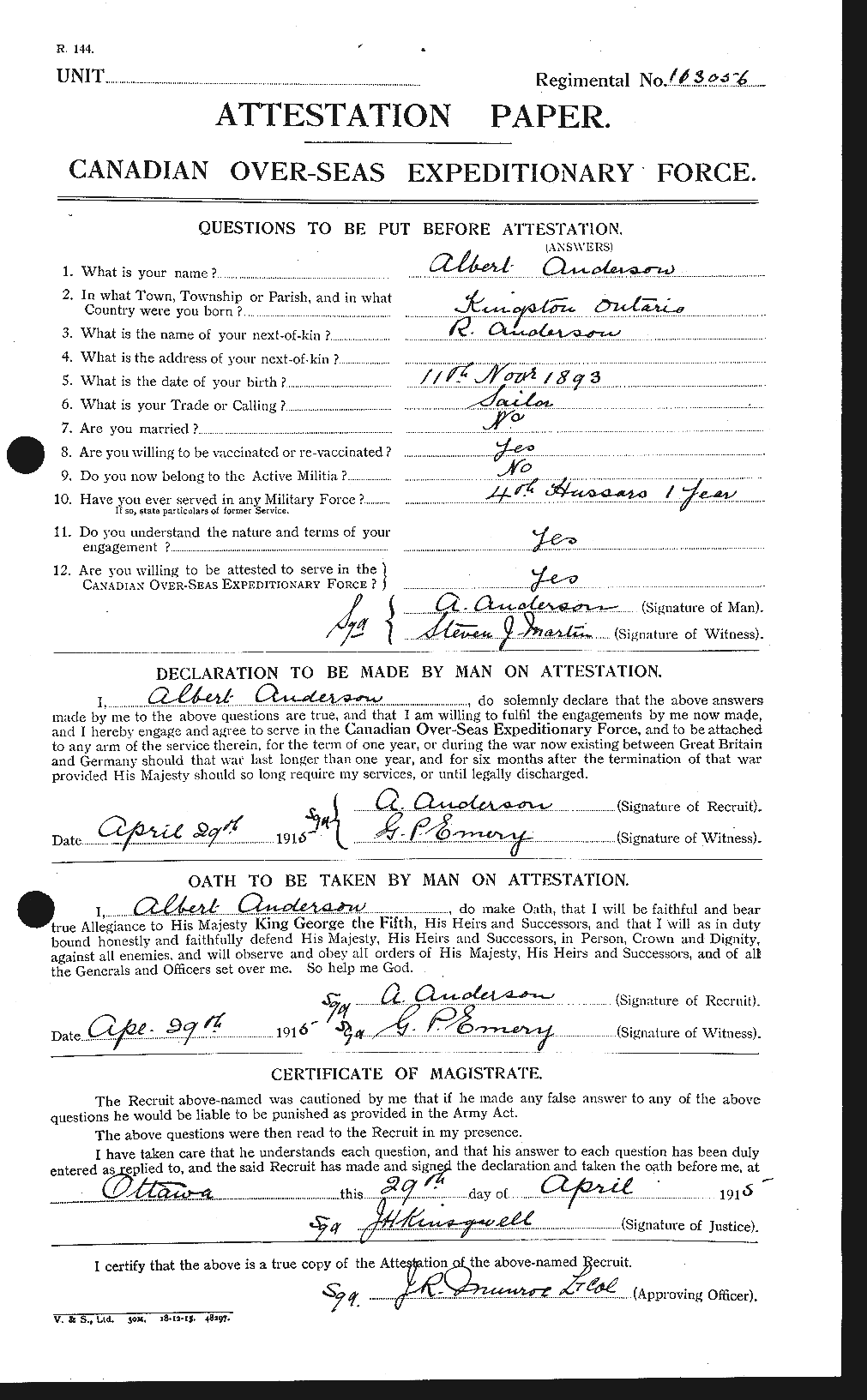 Personnel Records of the First World War - CEF 209556a