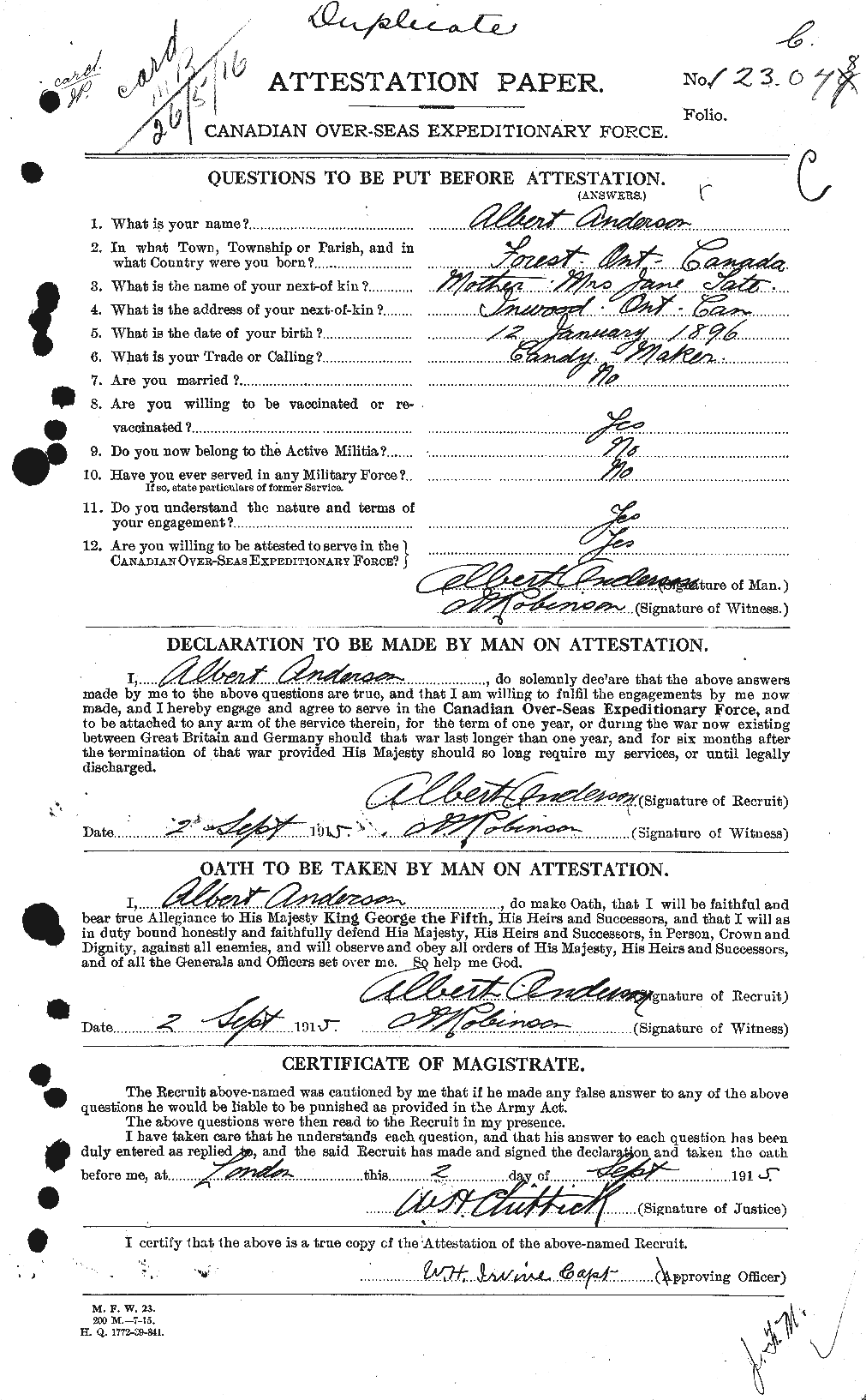 Personnel Records of the First World War - CEF 209558a