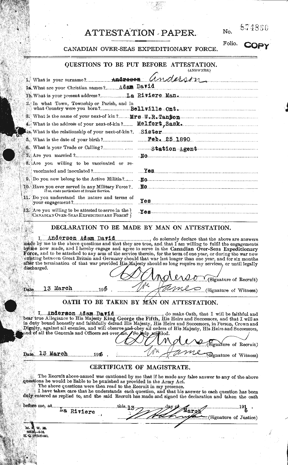 Personnel Records of the First World War - CEF 209578a