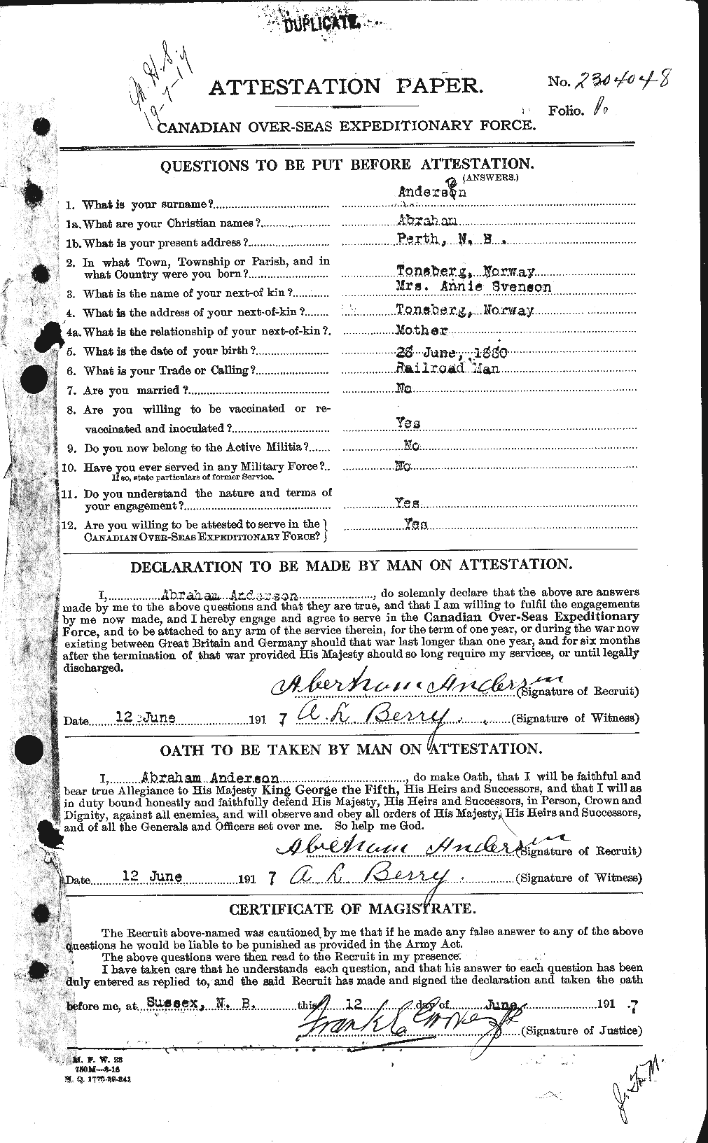 Personnel Records of the First World War - CEF 209582a