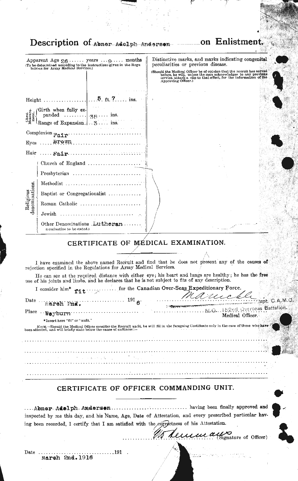 Dossiers du Personnel de la Première Guerre mondiale - CEC 209583b