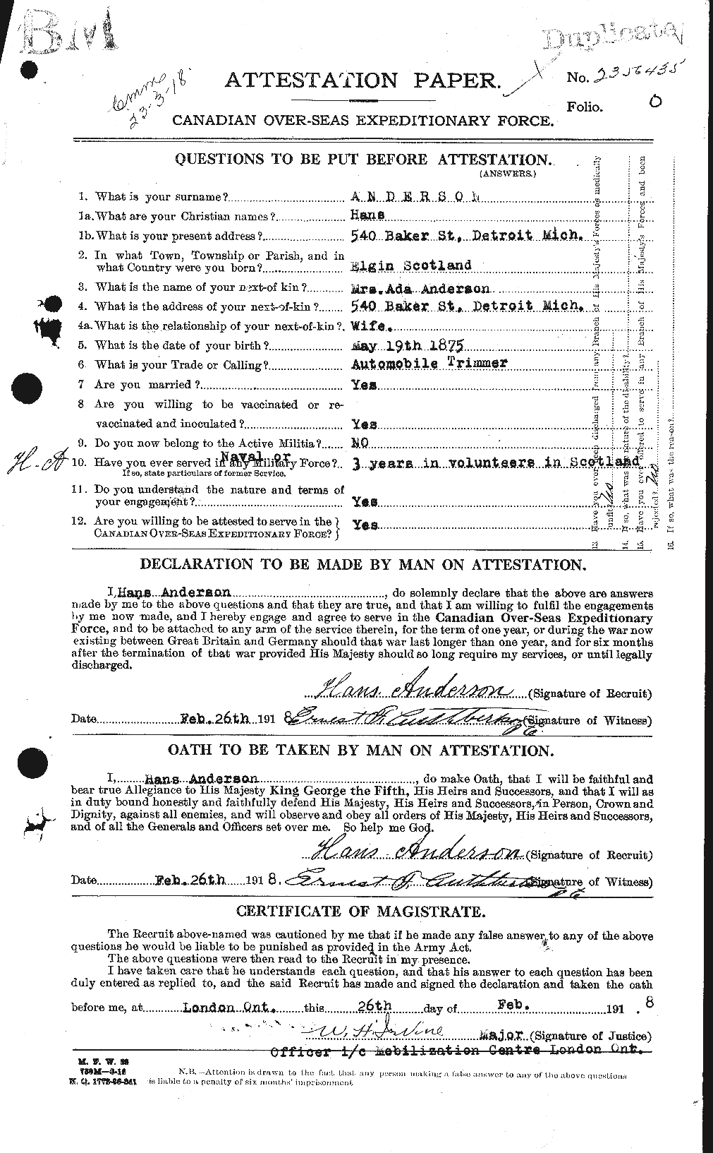Personnel Records of the First World War - CEF 209633a