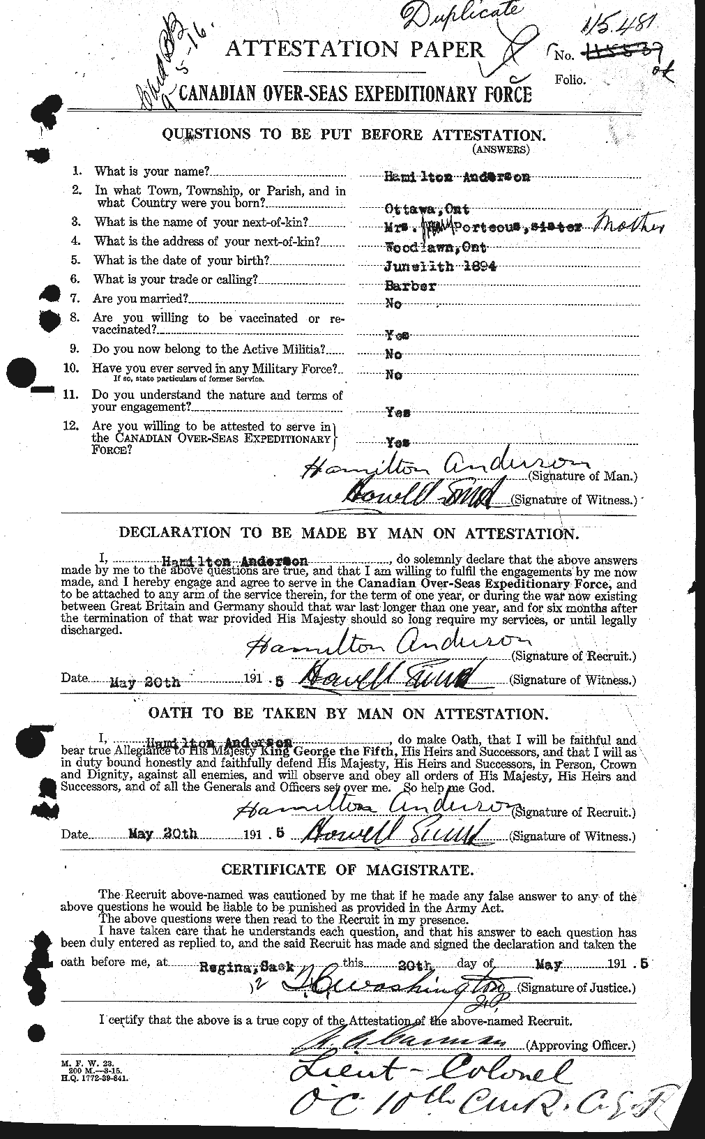 Personnel Records of the First World War - CEF 209637a