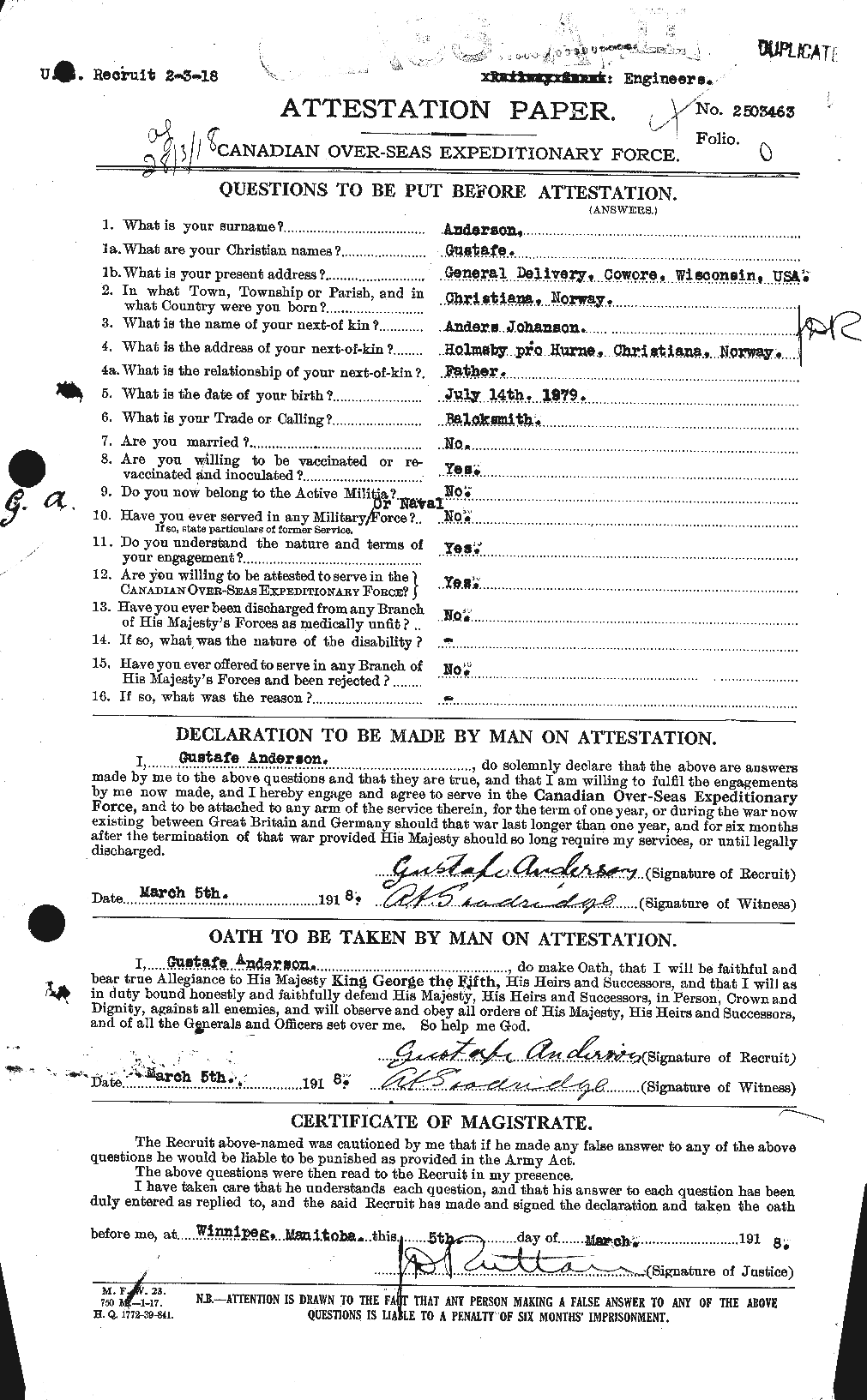 Personnel Records of the First World War - CEF 209647a