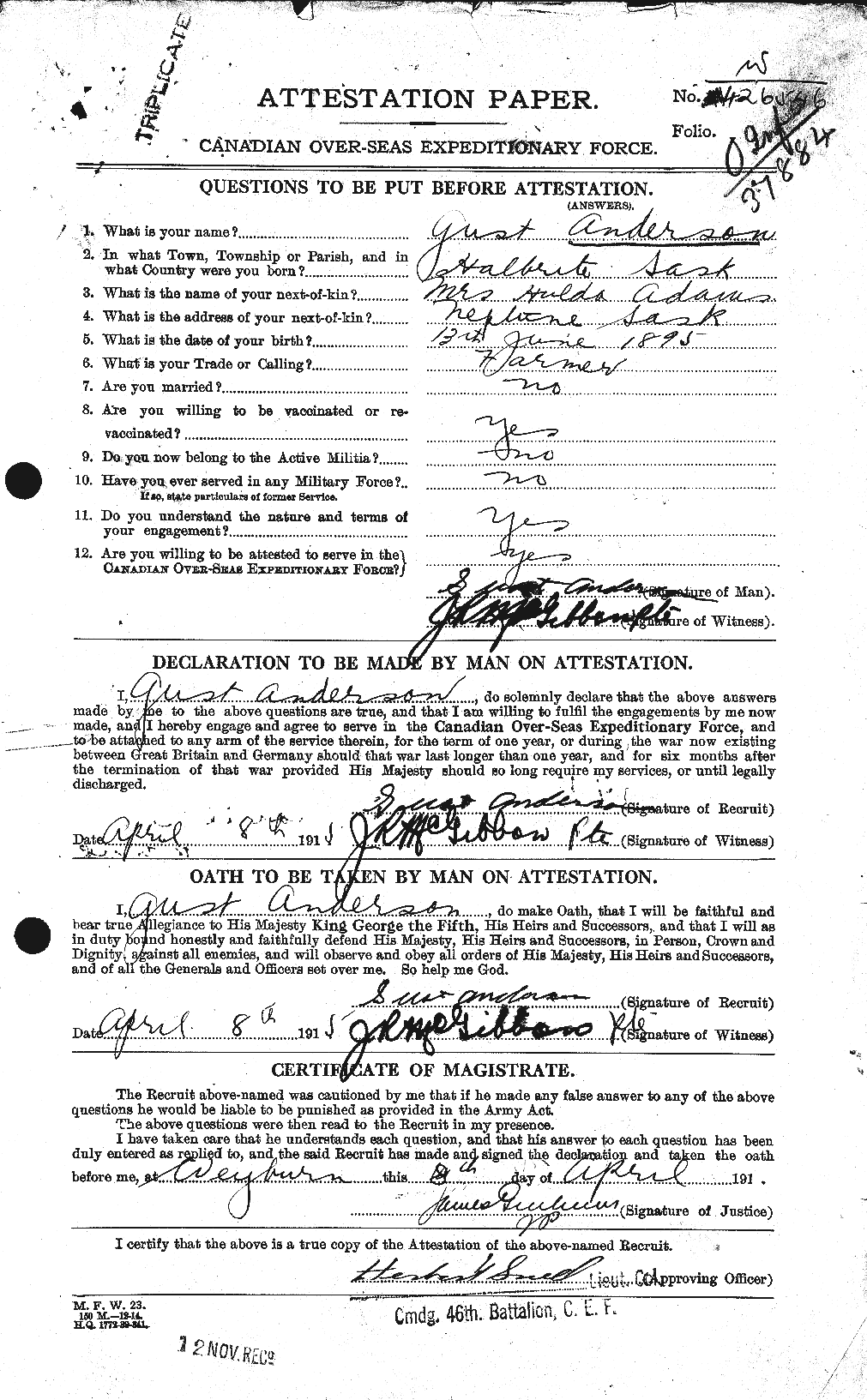 Personnel Records of the First World War - CEF 209654a