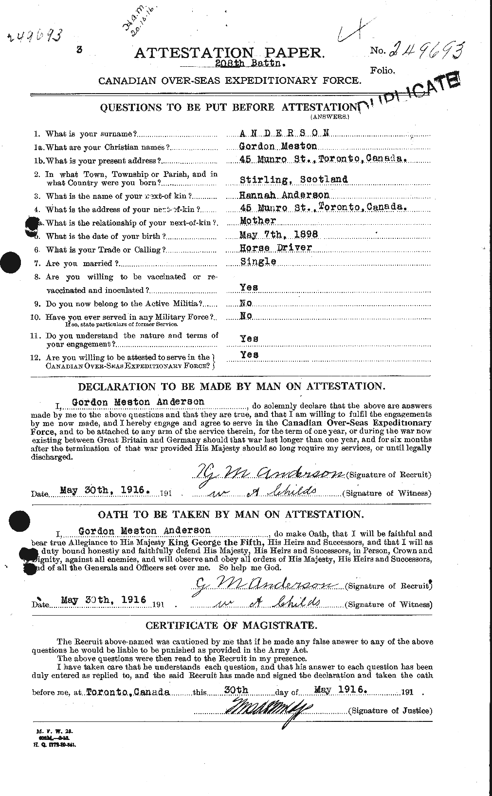 Personnel Records of the First World War - CEF 209664a