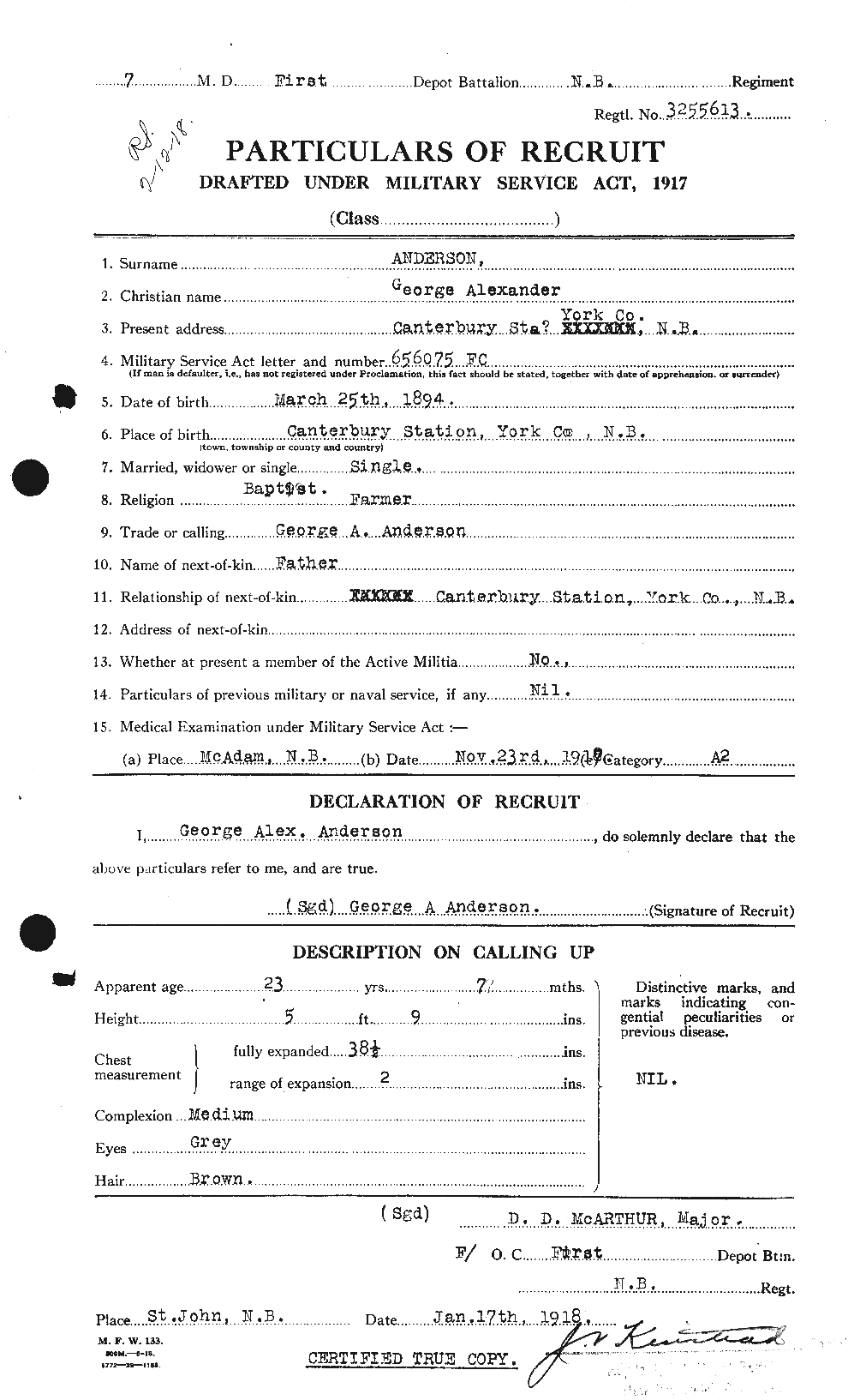 Dossiers du Personnel de la Première Guerre mondiale - CEC 209742a