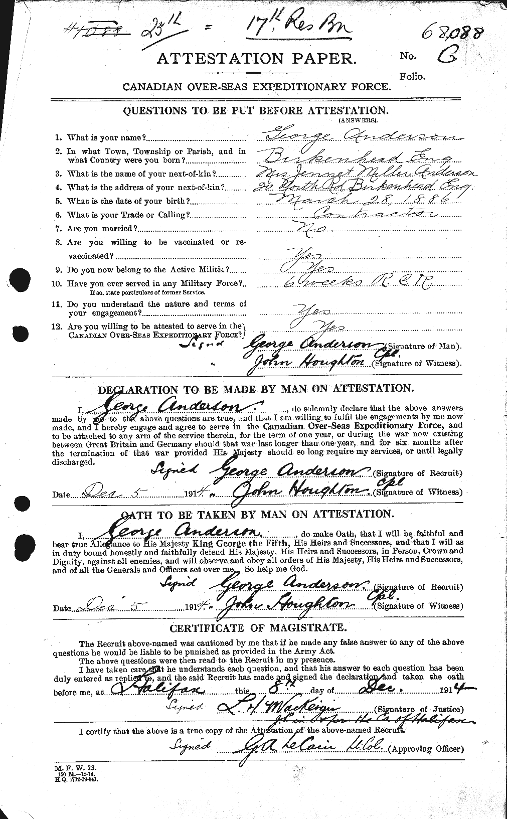Personnel Records of the First World War - CEF 209770a