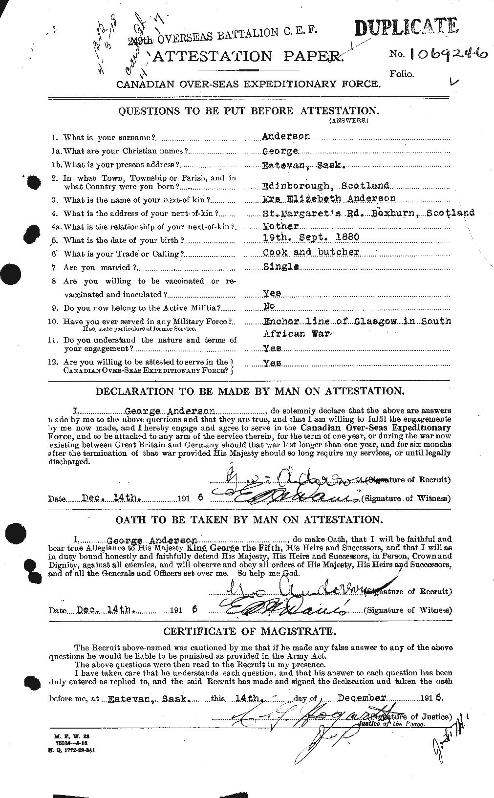 Personnel Records of the First World War - CEF 209774a