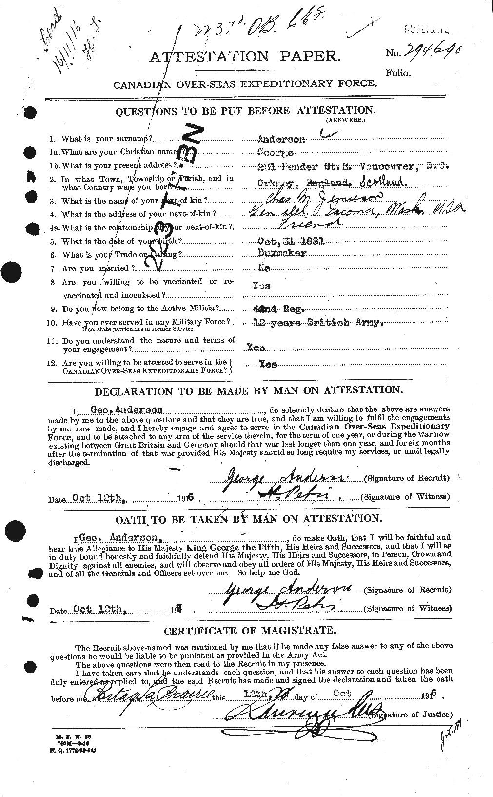 Personnel Records of the First World War - CEF 209781a