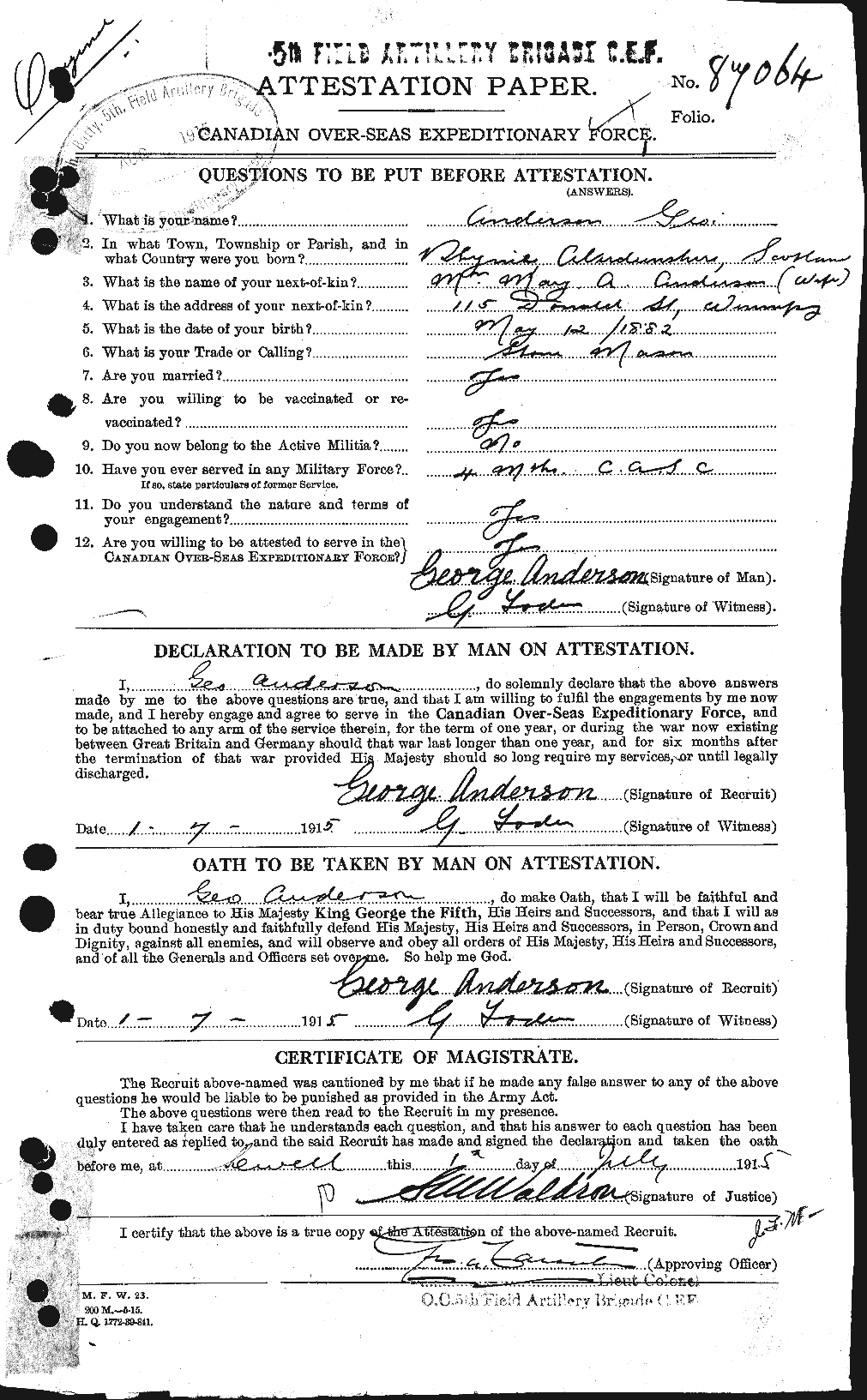 Personnel Records of the First World War - CEF 209789a
