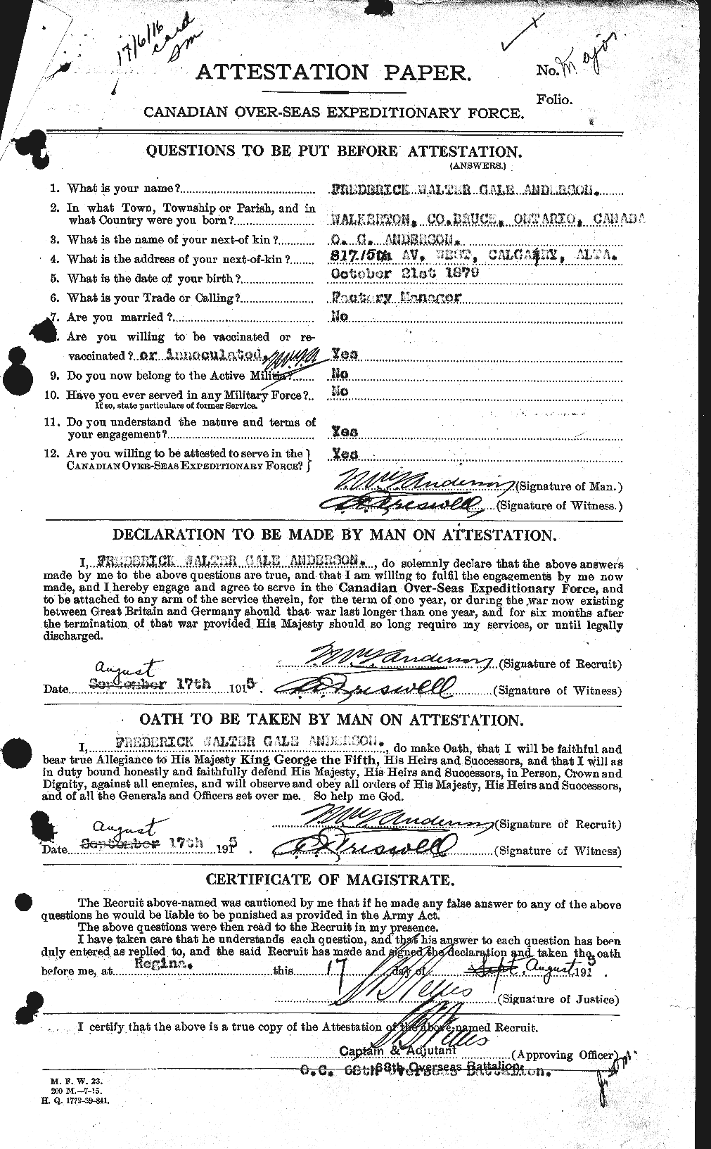 Personnel Records of the First World War - CEF 209806a
