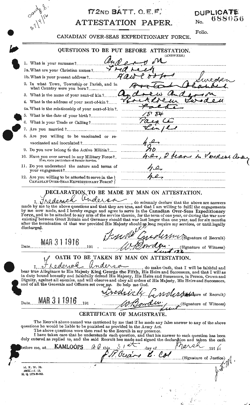Personnel Records of the First World War - CEF 209819a