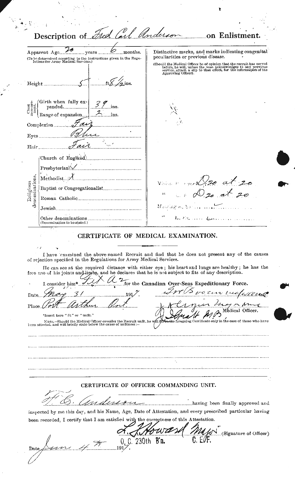 Dossiers du Personnel de la Première Guerre mondiale - CEC 209836b