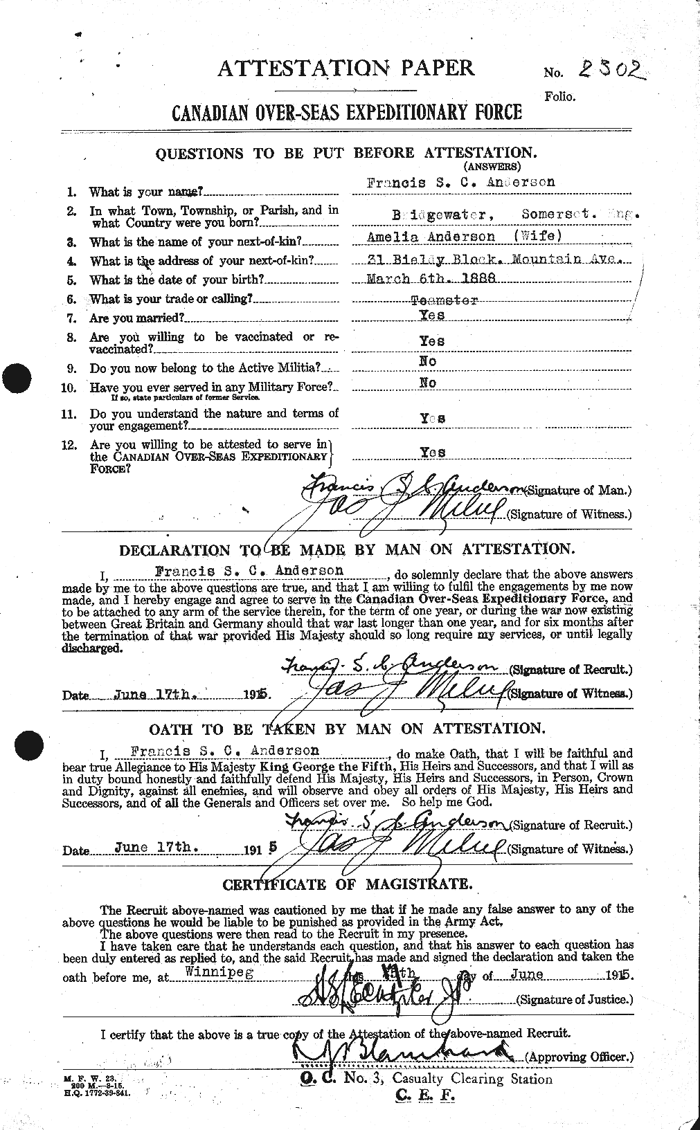 Personnel Records of the First World War - CEF 209864a