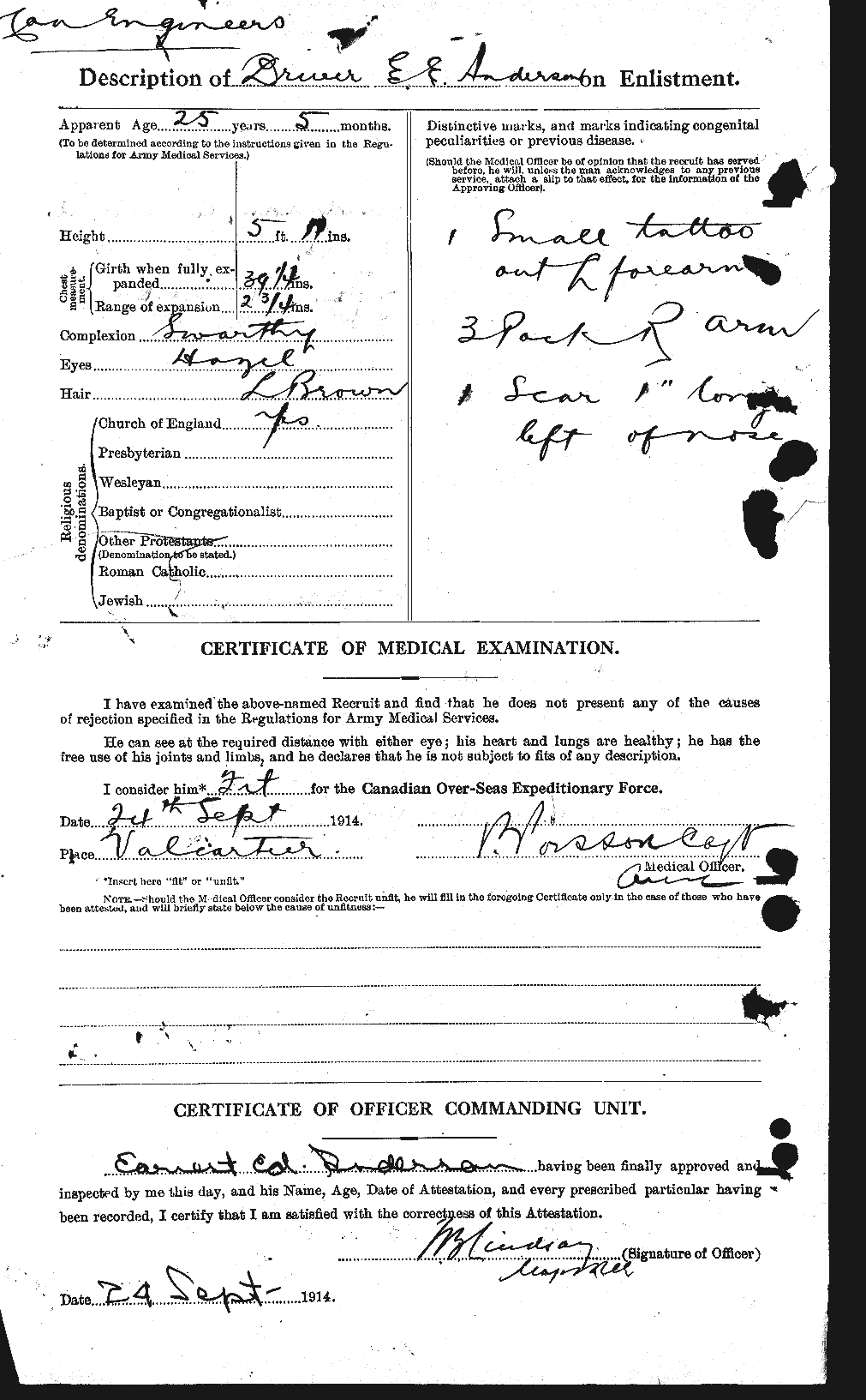 Dossiers du Personnel de la Première Guerre mondiale - CEC 209887b