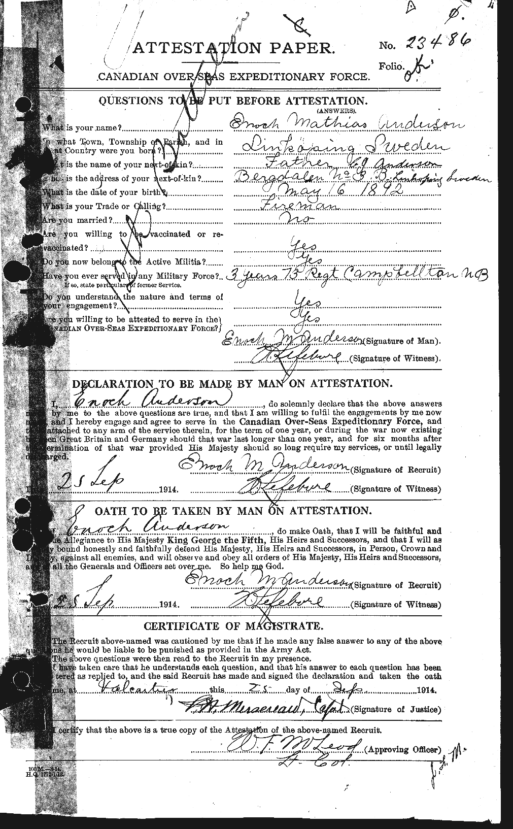 Personnel Records of the First World War - CEF 209900a