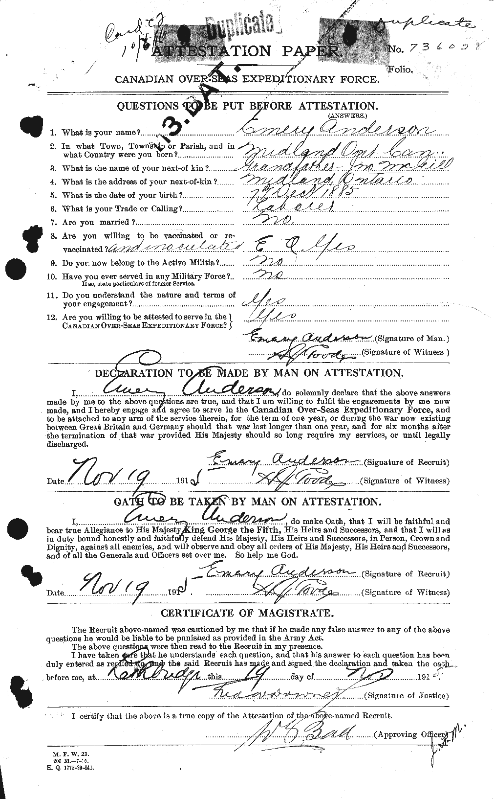 Personnel Records of the First World War - CEF 209910a