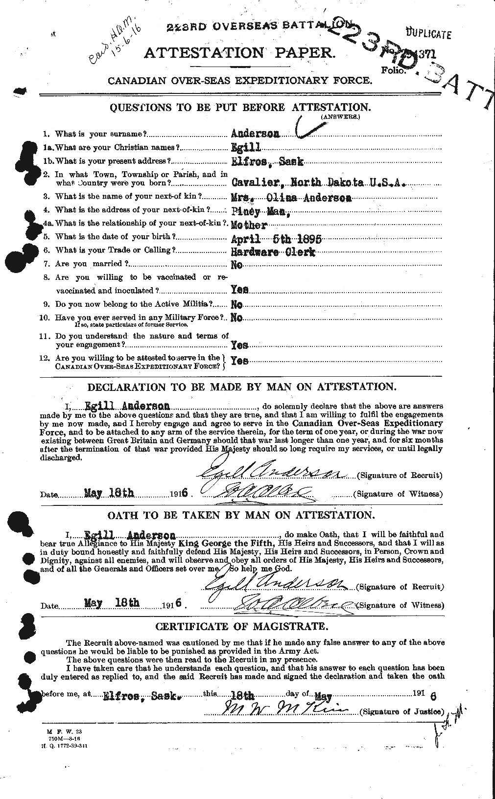 Personnel Records of the First World War - CEF 209924a
