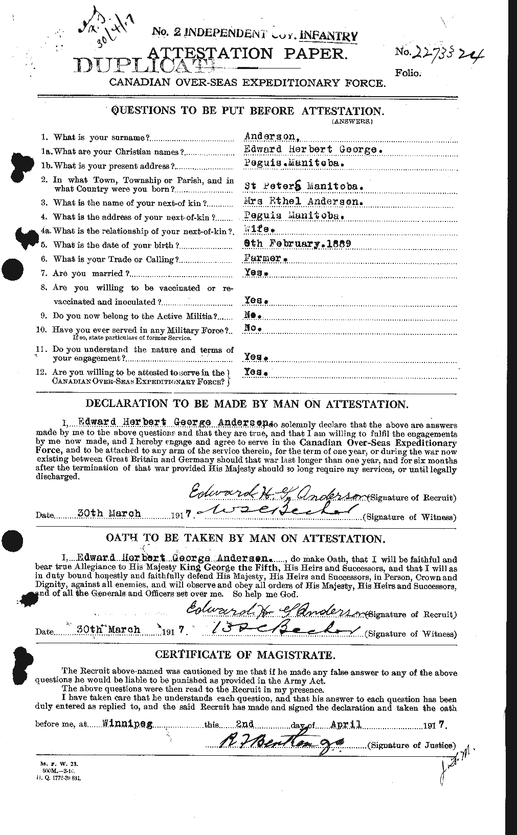 Personnel Records of the First World War - CEF 209933a