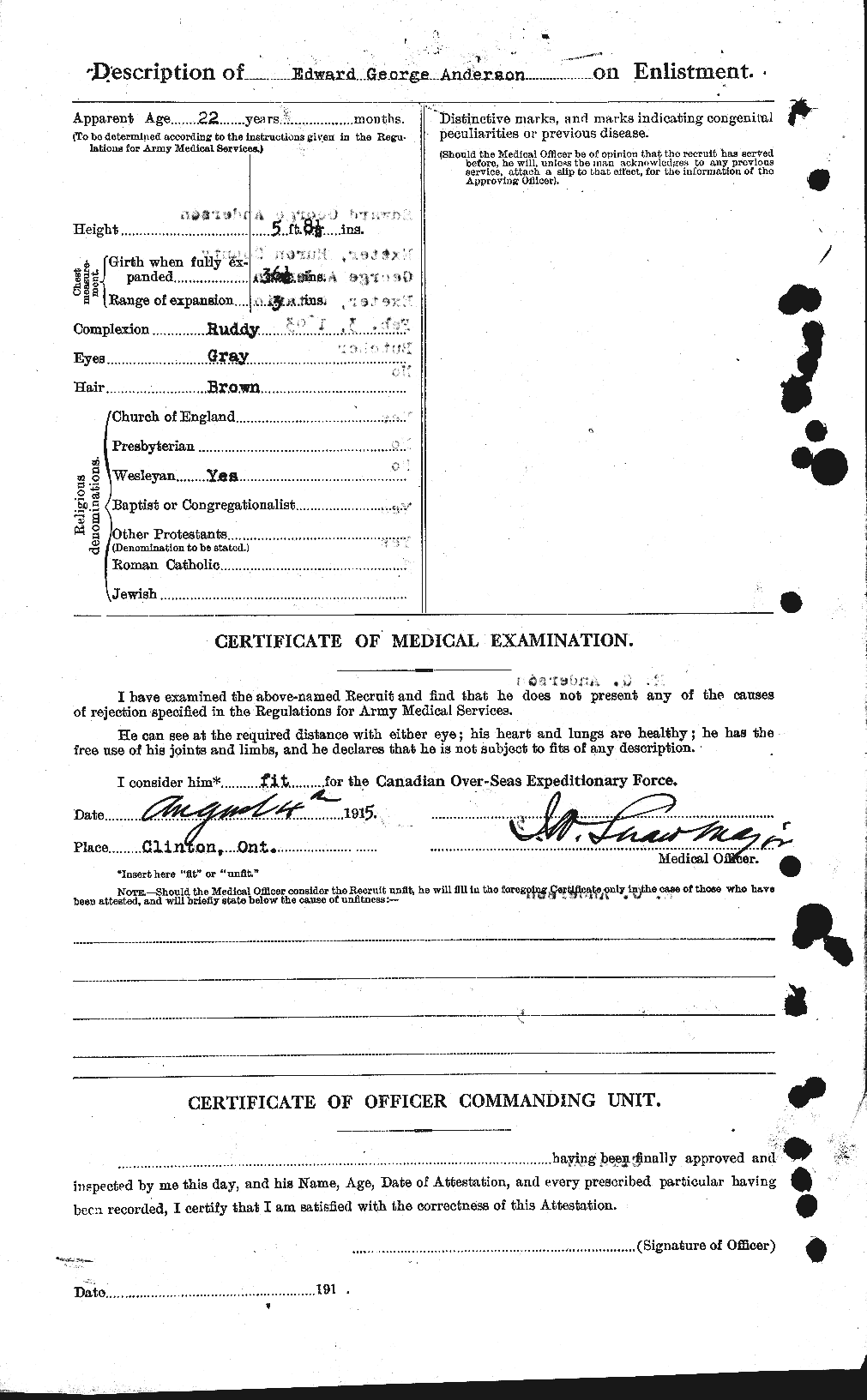 Dossiers du Personnel de la Première Guerre mondiale - CEC 209934b