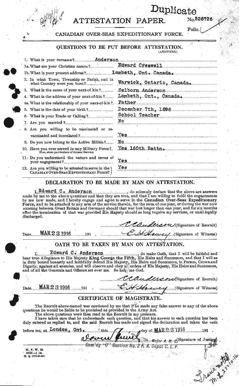Personnel Records of the First World War - CEF 209938a
