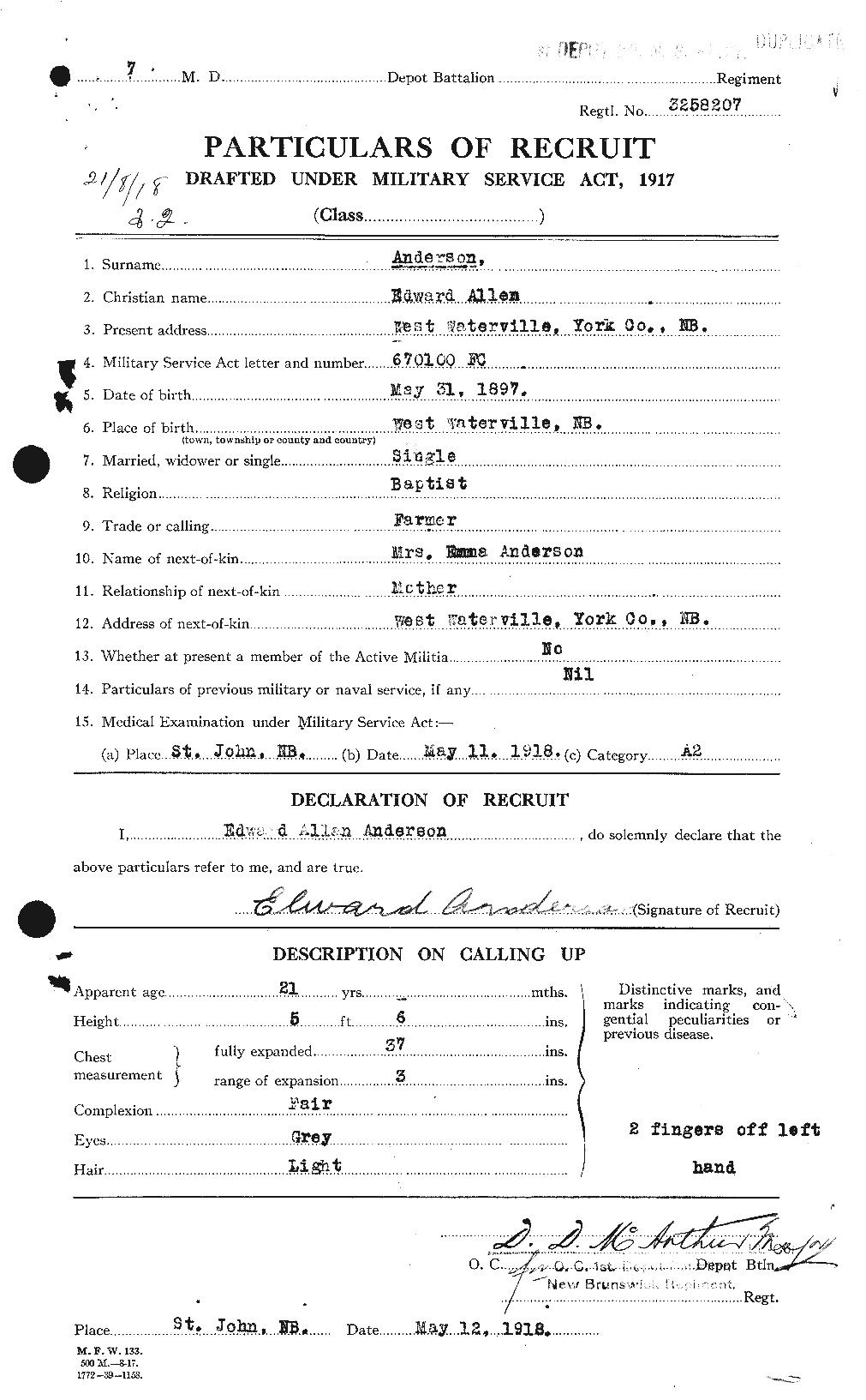 Personnel Records of the First World War - CEF 209940a