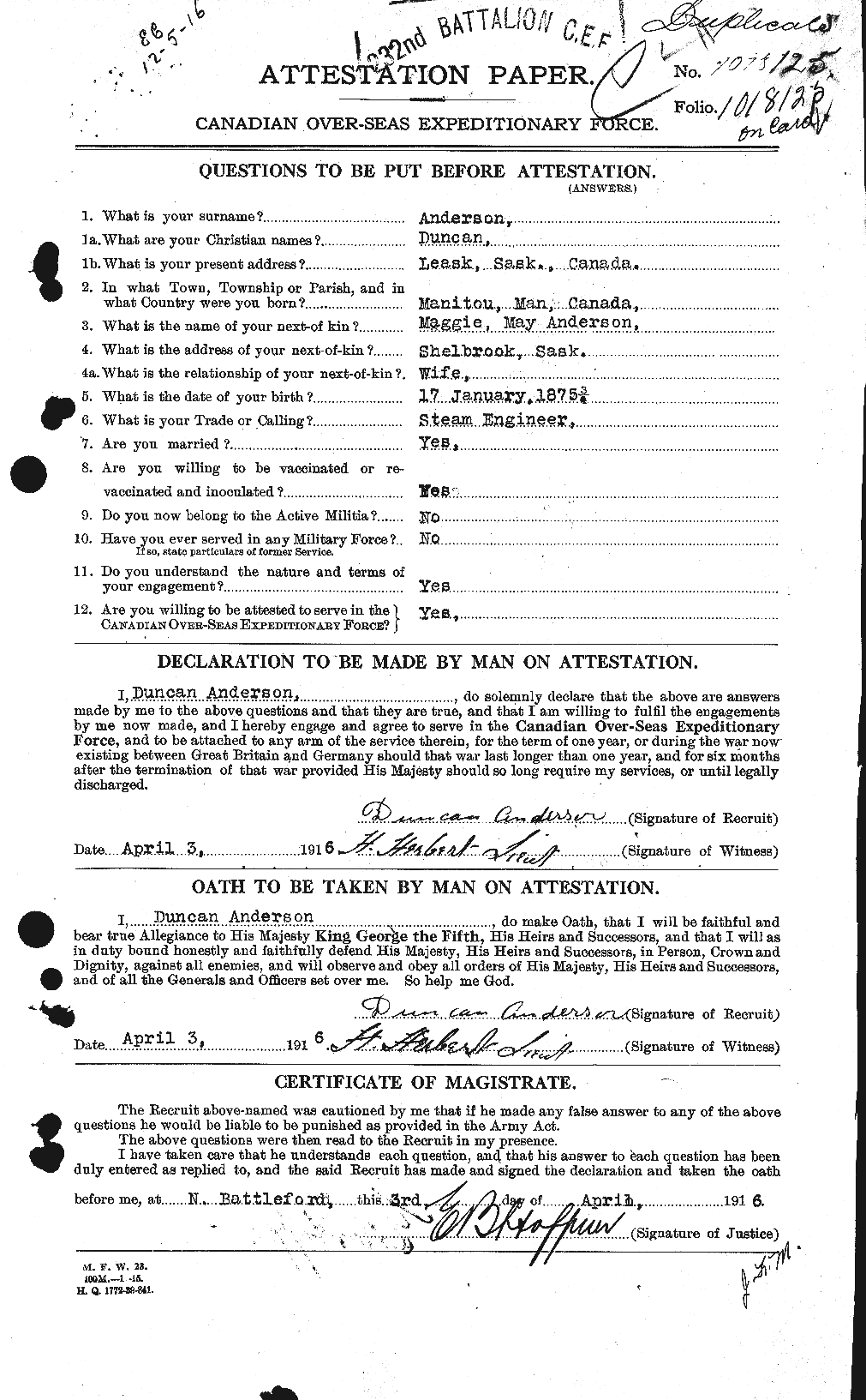 Personnel Records of the First World War - CEF 209973a