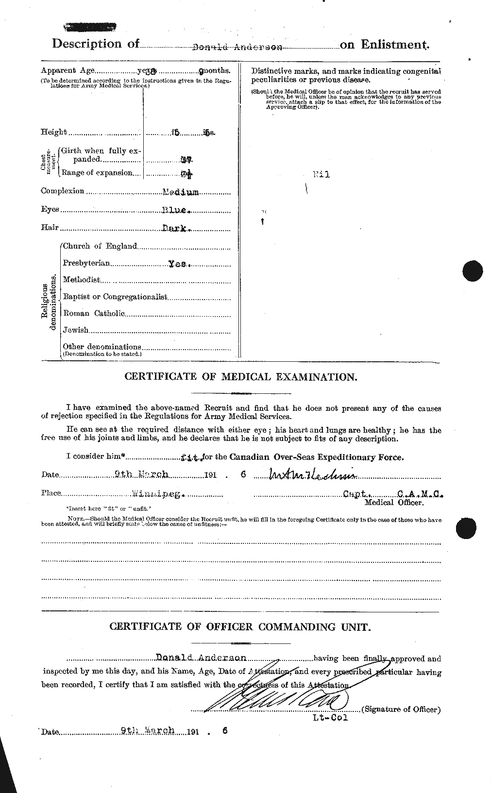 Dossiers du Personnel de la Première Guerre mondiale - CEC 209988b