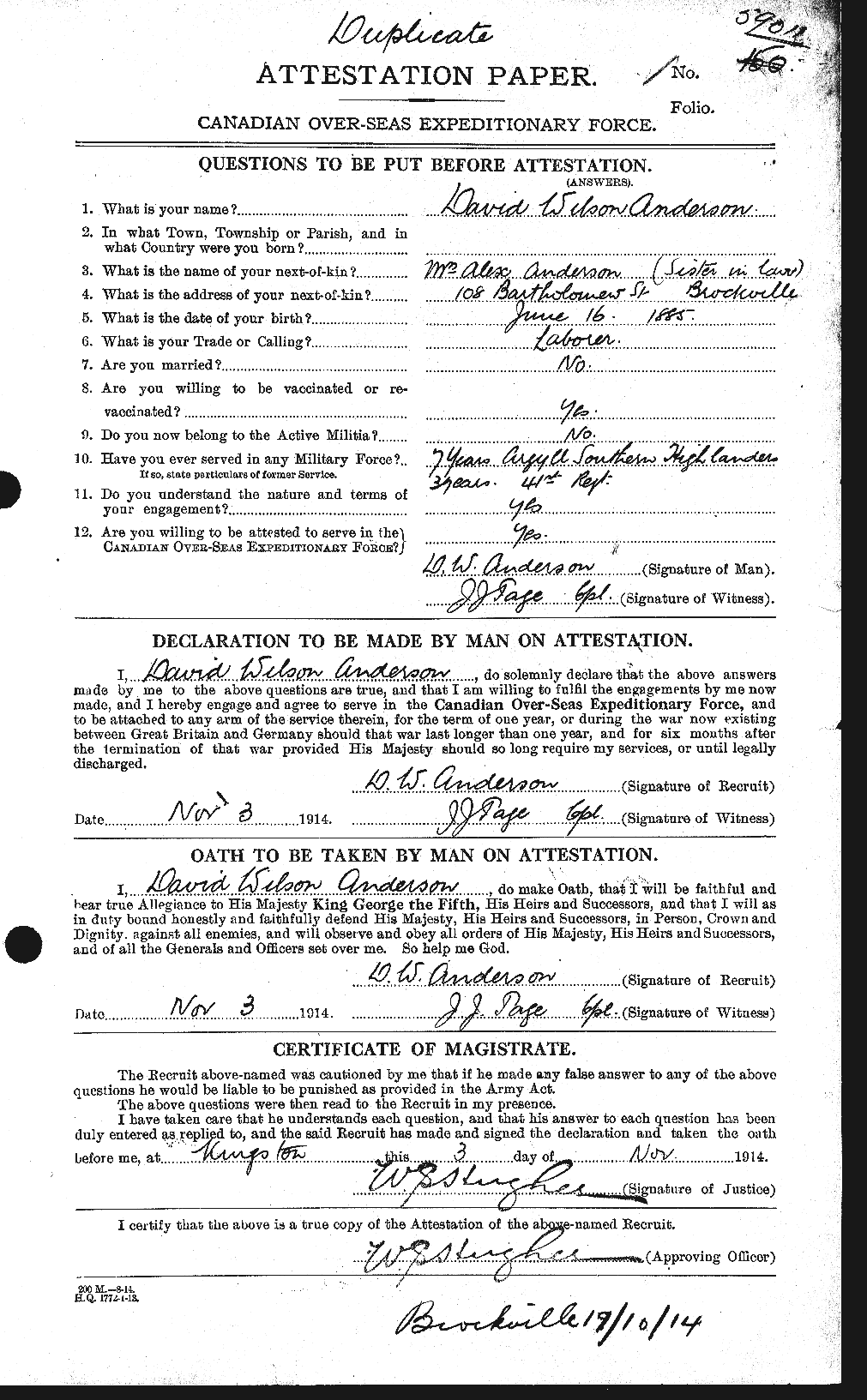 Personnel Records of the First World War - CEF 209995a