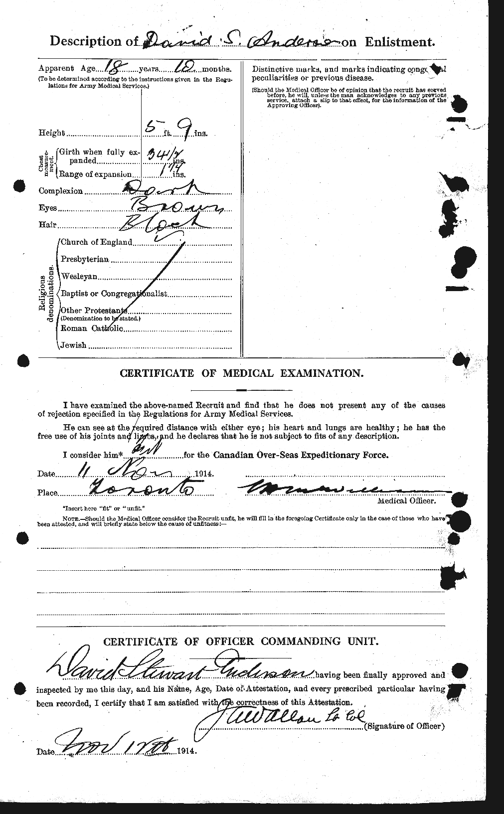 Dossiers du Personnel de la Première Guerre mondiale - CEC 209997b