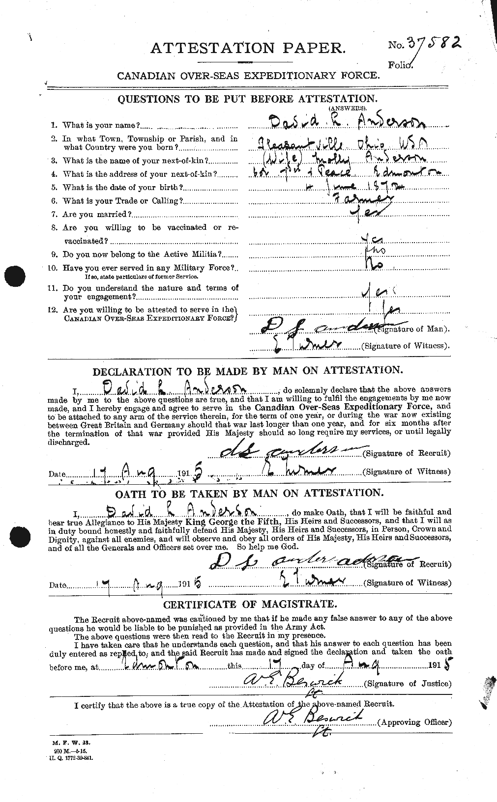 Personnel Records of the First World War - CEF 210009a