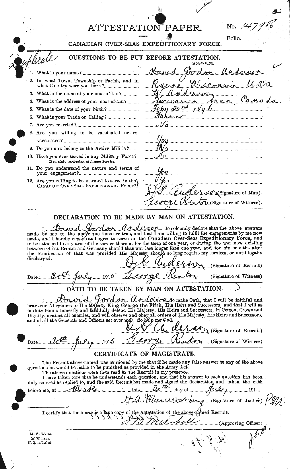 Personnel Records of the First World War - CEF 210012a