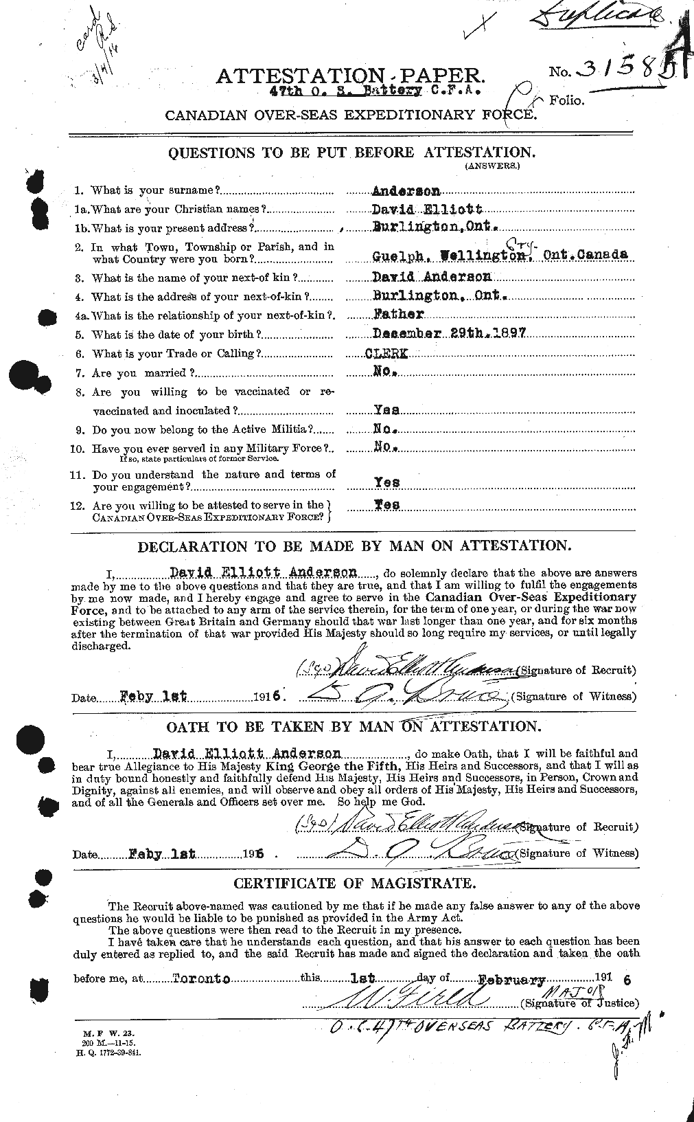 Personnel Records of the First World War - CEF 210013a