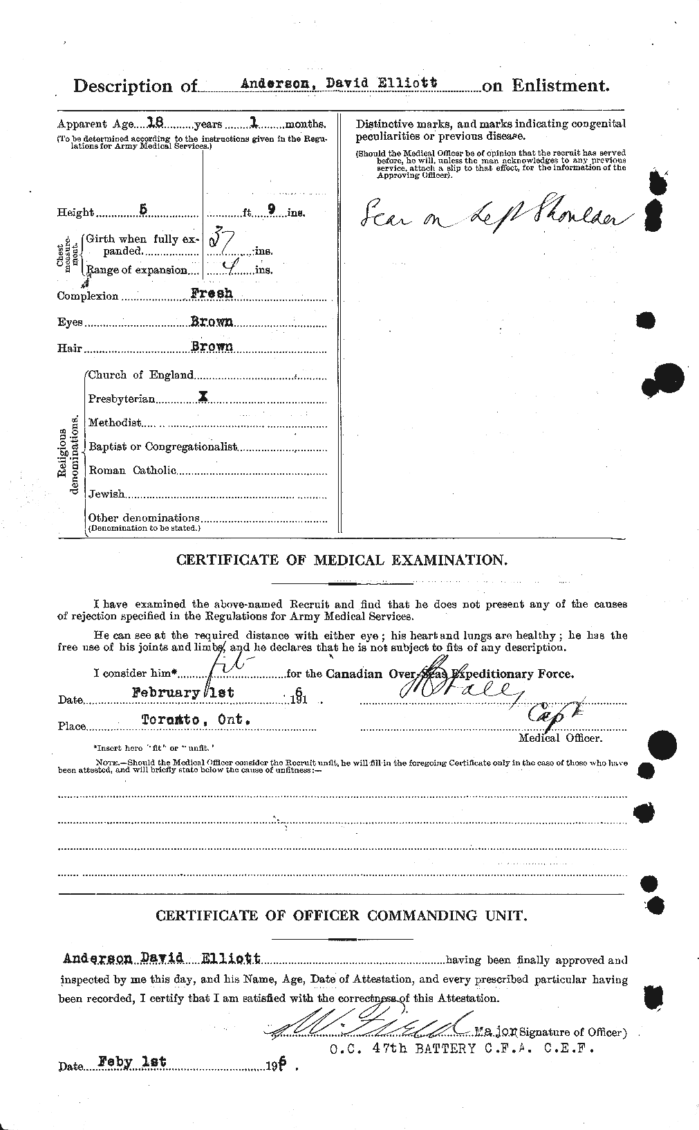 Dossiers du Personnel de la Première Guerre mondiale - CEC 210013b