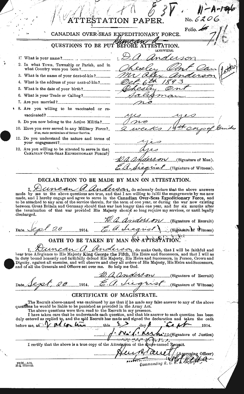 Personnel Records of the First World War - CEF 210017a