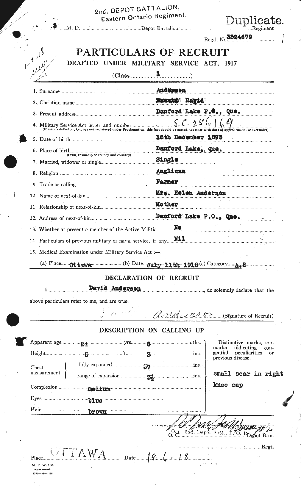Personnel Records of the First World War - CEF 210019a