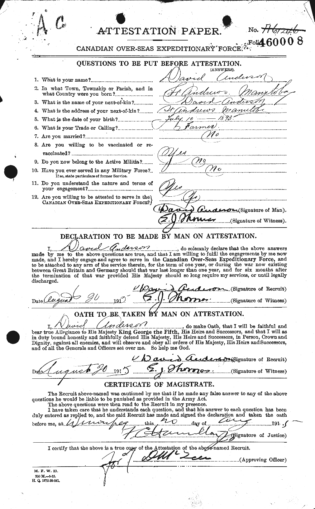 Personnel Records of the First World War - CEF 210024a
