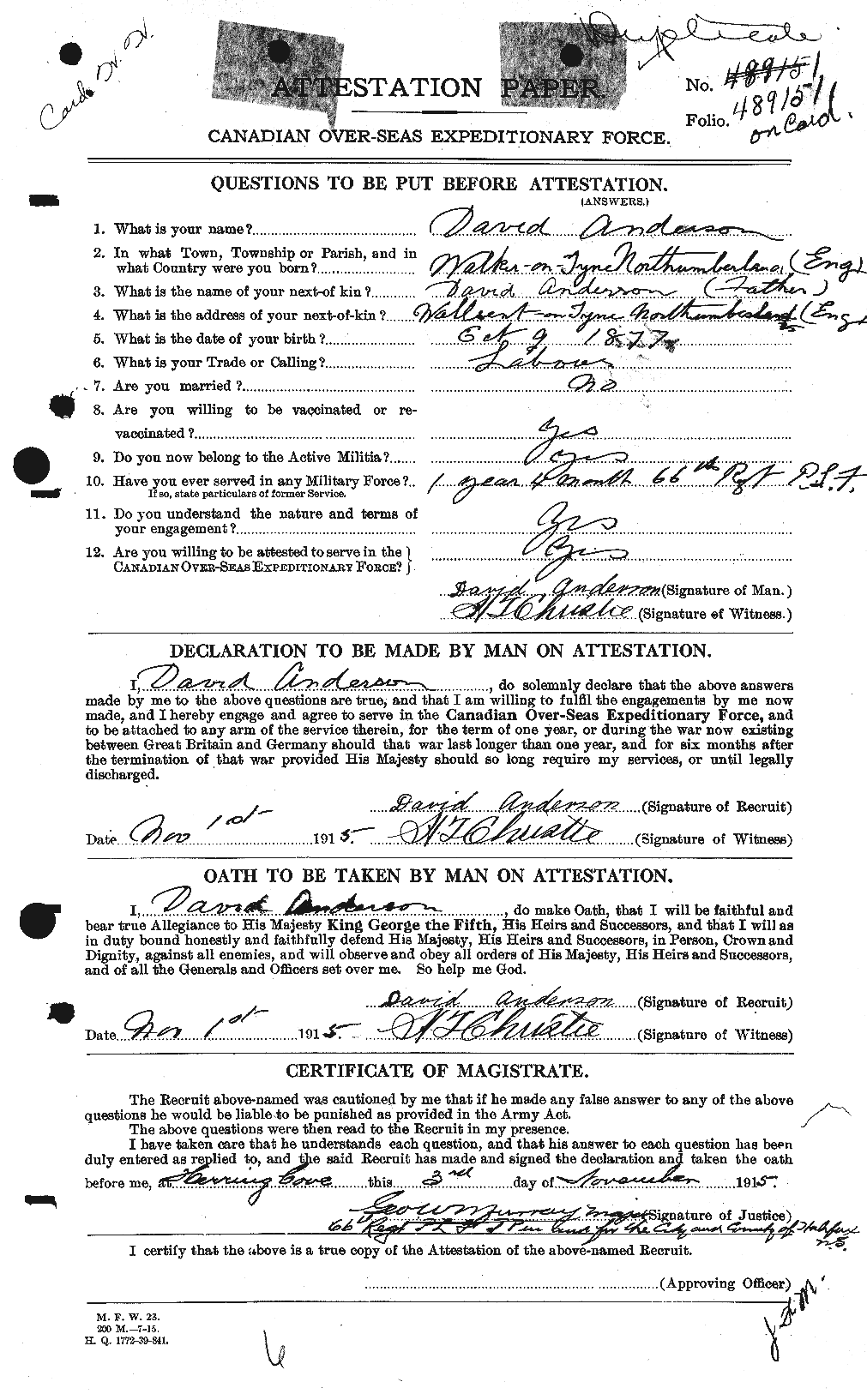 Personnel Records of the First World War - CEF 210025a