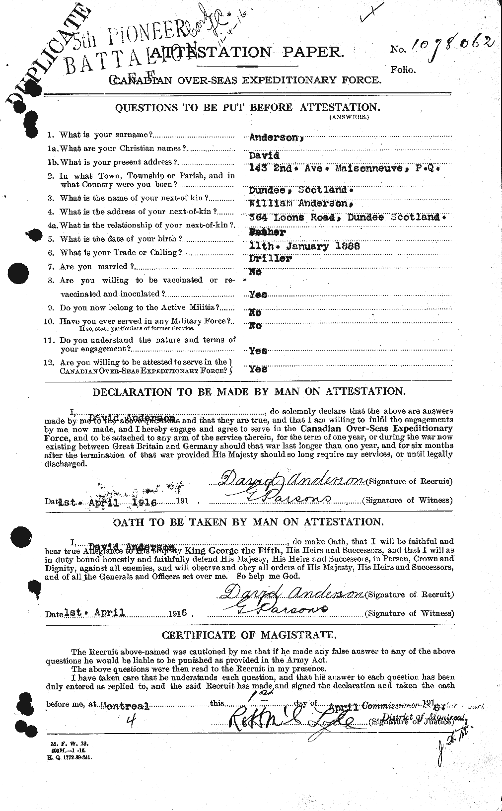 Personnel Records of the First World War - CEF 210040a