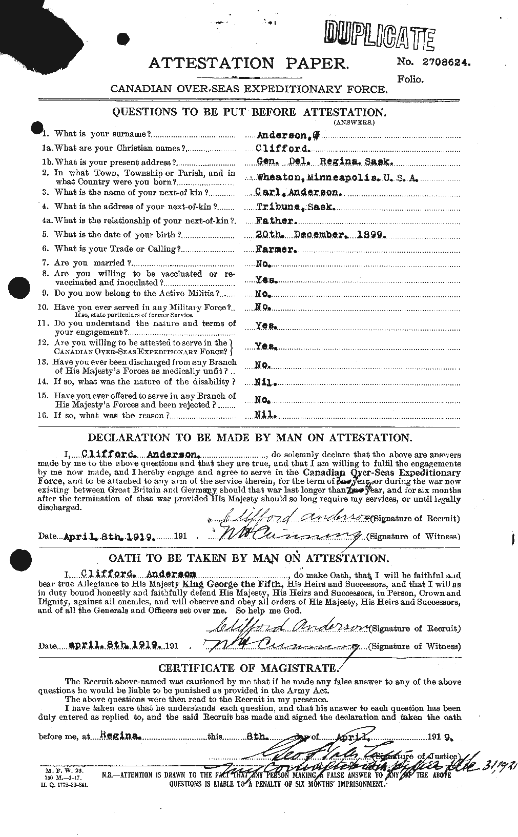 Personnel Records of the First World War - CEF 210063a