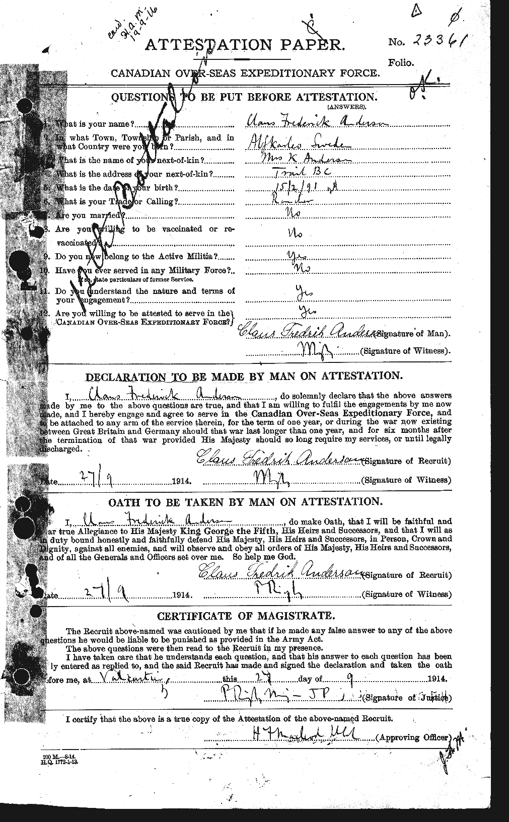 Personnel Records of the First World War - CEF 210066a