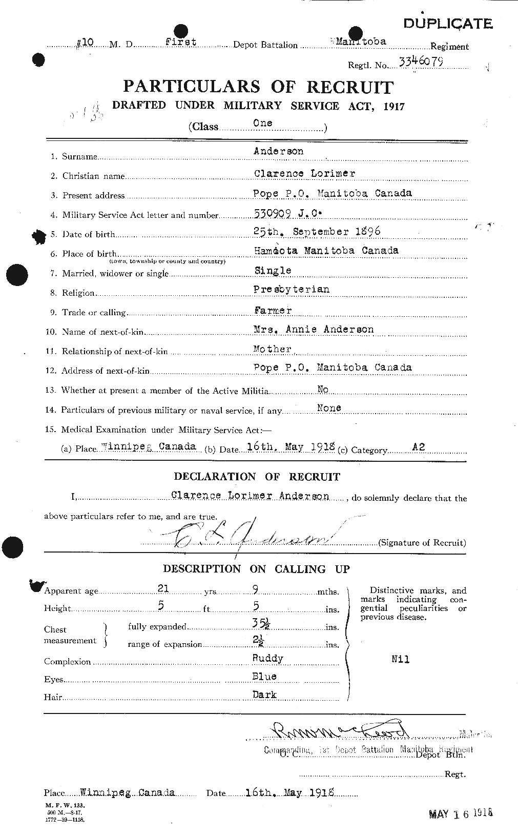 Personnel Records of the First World War - CEF 210074a