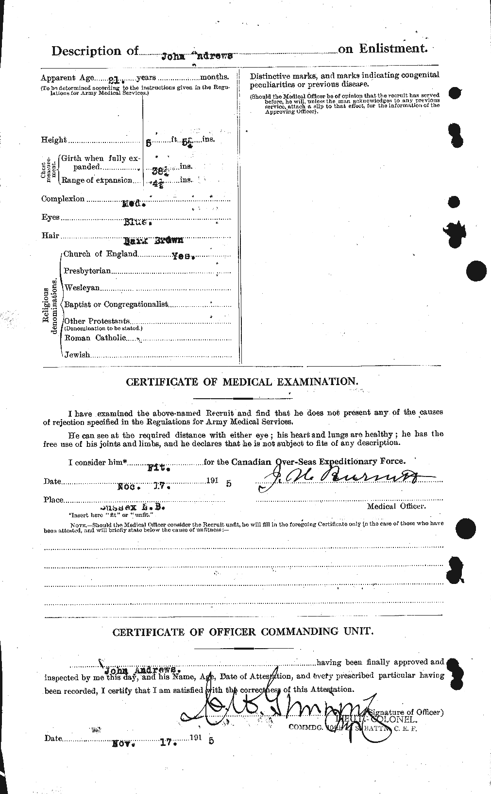 Dossiers du Personnel de la Première Guerre mondiale - CEC 210211b